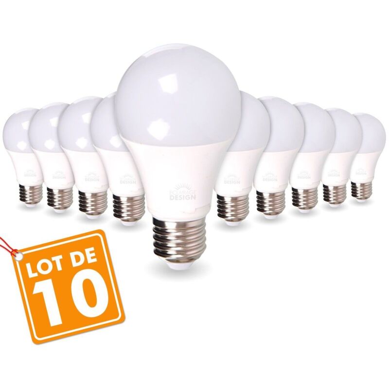 

LOTE DE 10 BOMBILLAS LED E27 14W Eq 100W | Temperatura de color: Blanco cálido 2700K