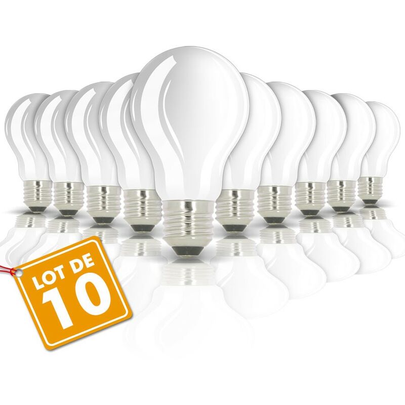 

Lote de 10 bombillas LED E27 8W eq 60W 806m CRISTAL sin radiador | Temperatura de color: Blanco cálido 2700K