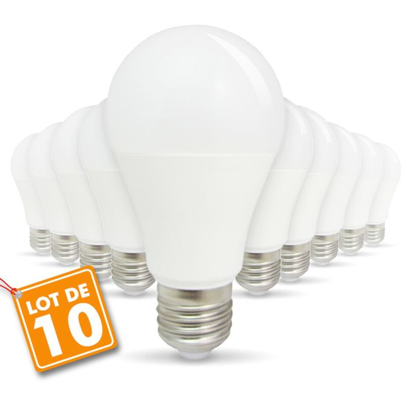 

Lote de 10 bombillas LED E27 9W eq 60W 806lm | Temperatura de color: 4000K blanco neutro