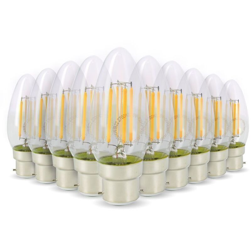 

Lote de 10 bombillas LED de filamento de llama 4w 40W Base B22 blanco cálido 2700K