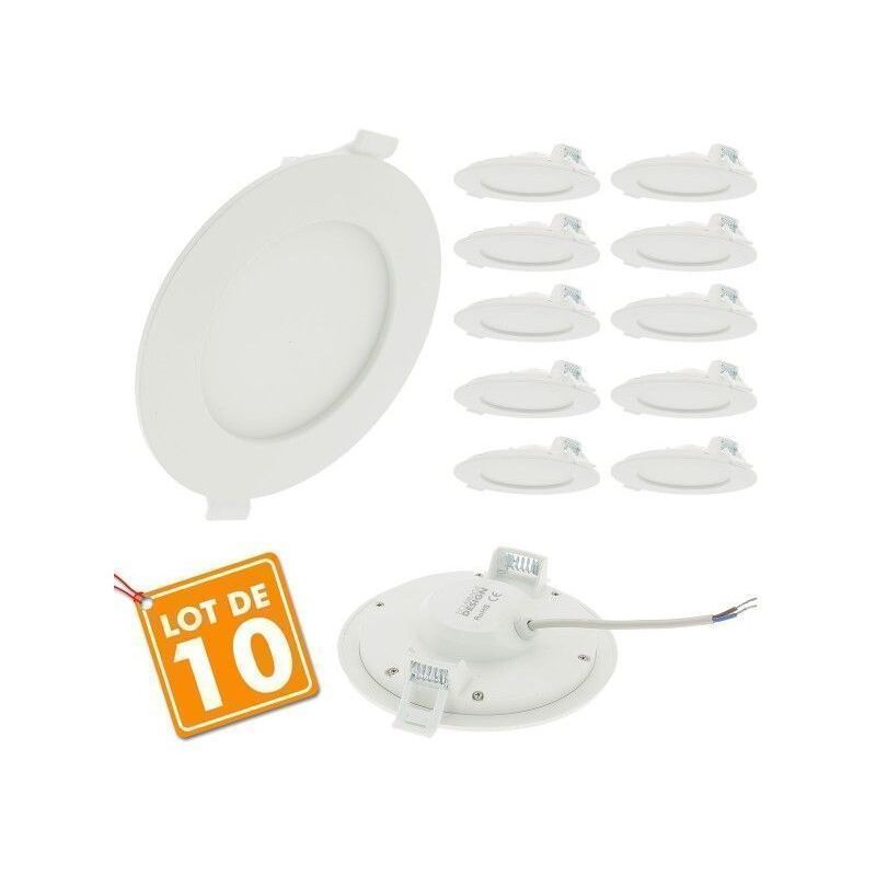 

Eclairage Design - Lote de 10 puntos led downlight redondo 12W delgado | Temperatura de color: Blanco cálido 3000K