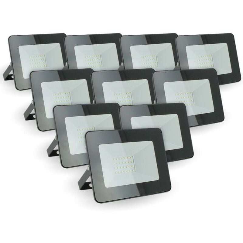 

Lote de 10 reflectores LED 20W IP65 al aire libre | Temperatura de color: Blanco frío 6400K
