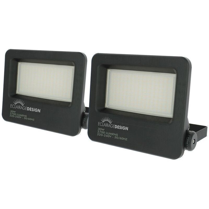 

Lote de 2 reflectores LED para exteriores 30W Alto brillo 2700 lúmenes de IP65 | Temperatura de color: Blanco frío 6500K