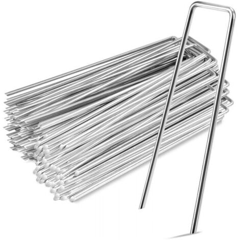 Lote de 100 clavos de tierra – 15 cm x 4 cm – Ø 2,5 mm – acero galvanizado – estaca de sardina para tienda de campaña y jardín,