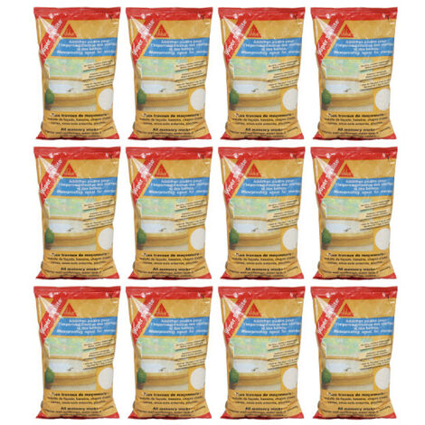 Lote de 12 aditivos en polvo para morteros y hormigones impermeabilizantes - SIKA Super Sikalite - Blanco - 1kg