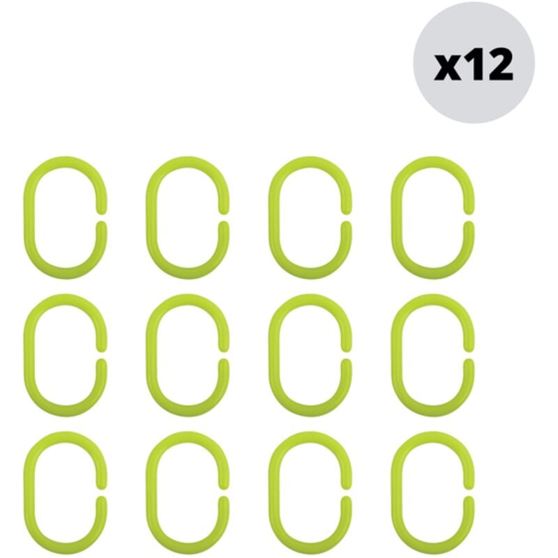 

Lote de 12 anillos para cortina de ducha en color verde - MSV