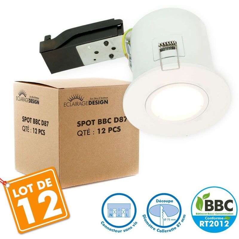 

Eclairage Design - Lote de 12 montajes spot BBC D87 con zócalo GU10