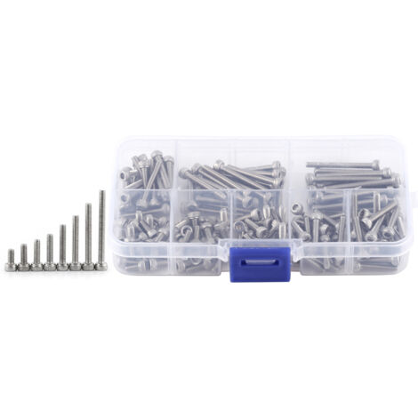 Lote de 160 tornillos de cabeza hueca hexagonal de acero inoxidable SS304 Rosca métrica M3 Tornillos pequeños Resistentes a la corrosión Para electrónica, drones y modelismo