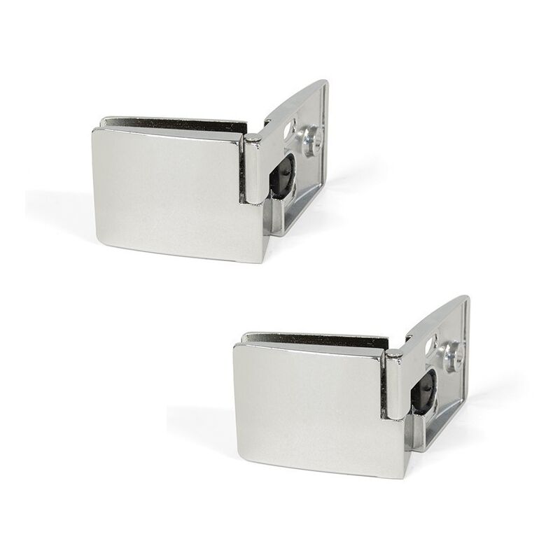 

juego de bisagras para puerta de cristal, central, 4-5 mm espesor, zamak, cromado brillo - Emuca