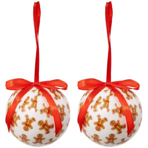 Lote de 2 bolas de papel impresas Pan de jengibre 60 mm - Atmosphera créateur d'intérieur