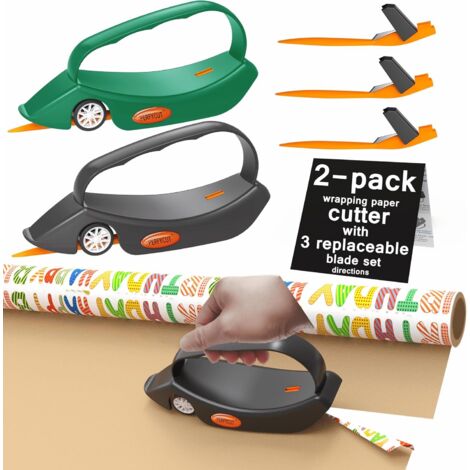 Lote de 2 Coupe-Papier Cadeau con 3 Lames Remplaçables pour Rouleaux Facile à Glisser - AUTRES