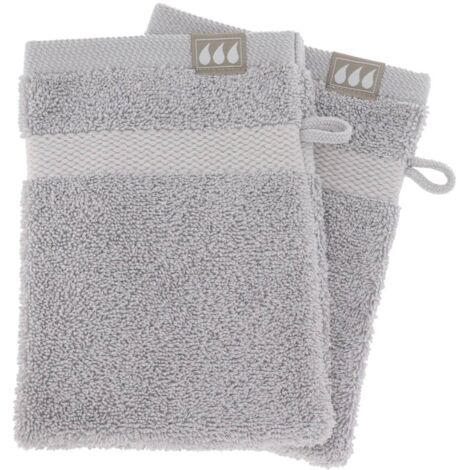 Lote de 2 franelas 15x21 cm 100% algodón - gris claro - Tendance