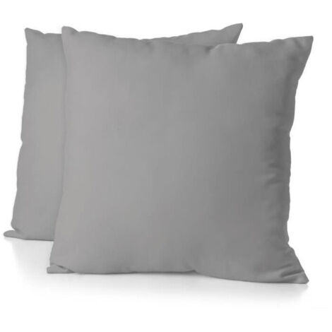 Lote de 2 fundas de almohada cuadradas HOME LINGE PASSION 63 x 63 cm microfibra gris claro