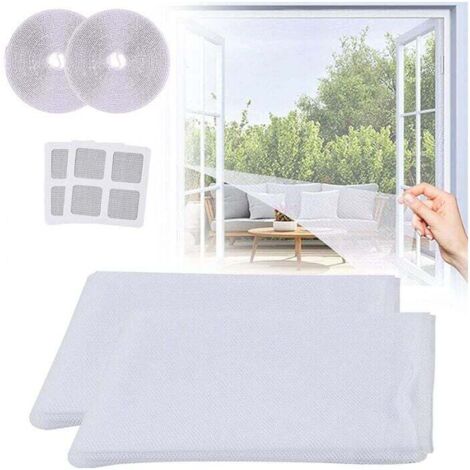 Lote de 2 mosquiteras de nailon blancas de 150 x 200 cm con cinta adhesiva + 3 herramientas de reparación