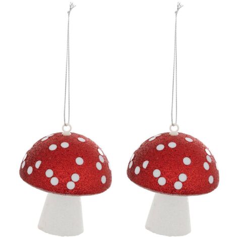 Lote de 2 setas de poliestireno H.9cm rojas y blancas - Feeric lights & christmas