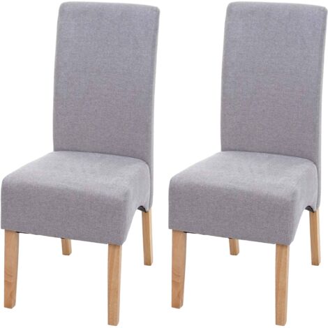 Lote de 2 sillas de comedor Latina, silla de cocina, tela/textil certificado MVG, gris claro, patas claras