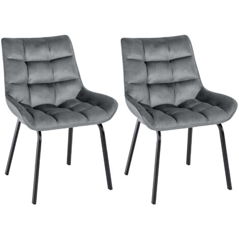 Lote de 2 sillas de comedor Saranda Gris oscuro Terciopelo