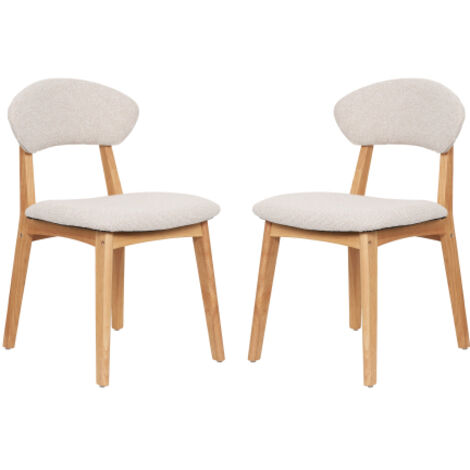 Lote de 2 sillas de madera, desmontables, formato de paquete reducido, con cojín de asiento, para dormitorio y pasillo - Natural y Beige