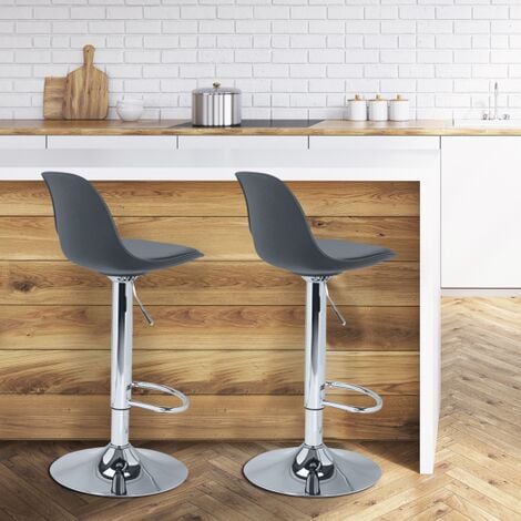 Lote de 2 taburetes de bar de diseño KARL gris