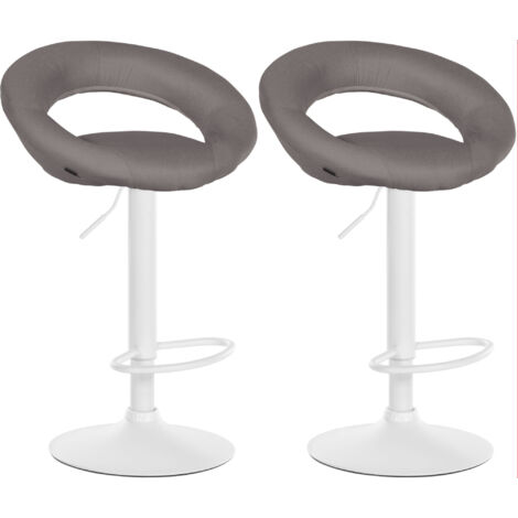 Lote de 2 taburetes de bar Olinda tela Gris Blanco