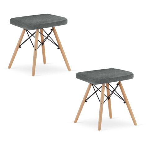 Lote de 2 taburetes Valora PEKO tela gris patas haya estilo minimalista