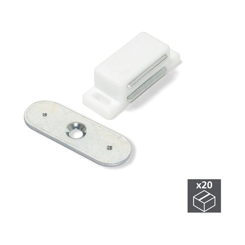 

Cierre magnético para puertas, Acero y plástico, Blanco, 20 ud.