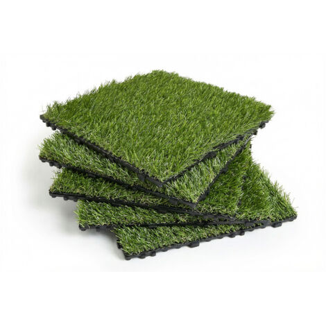 Lote De 22 Baldosas De Césped Sintético Encastrables Para Terraza Kora 30x30 cm