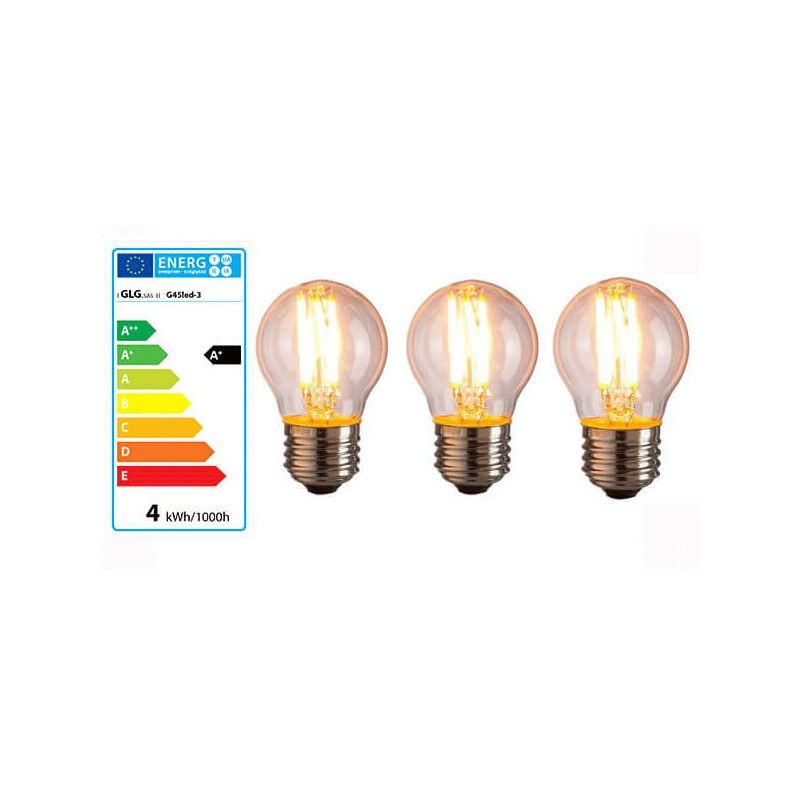 

Lote de 3 Bombillas LED E27 G45 4w vintage estilo bulbo de Edison