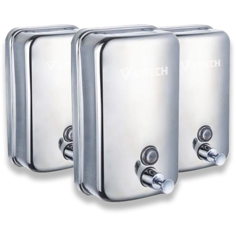 

Lote de 3 dispensadores de jabón antivandálico en acero inoxidable de 500 ml