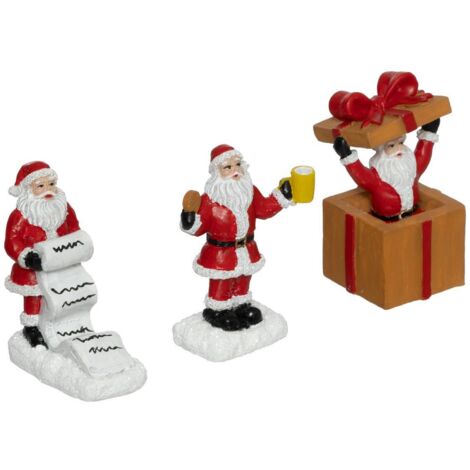 lote de 3 figuras de Papá Noel pueblo H.21cm surtidos - Feeric lights & christmas
