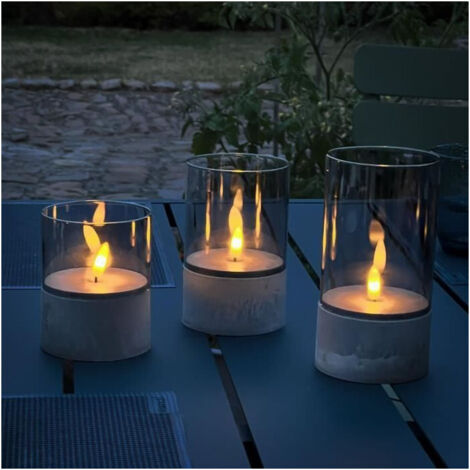 Lote de 3 Lámparas de mesa LED BOUGIE BRILLIANT - 2500K - Plástico y vidrio - Gris y vidrio ahumado