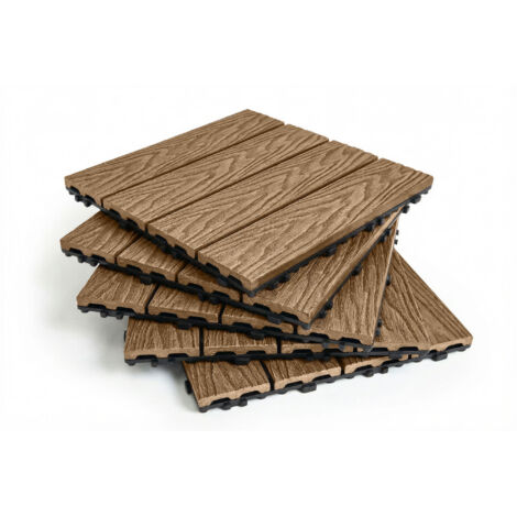 Lote De 30 Baldosas Encastrables Para Terraza De Composite Jura Teca 30x30 cm