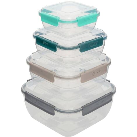 Lote de 4 cajas cuadradas de plástico klic - 5five