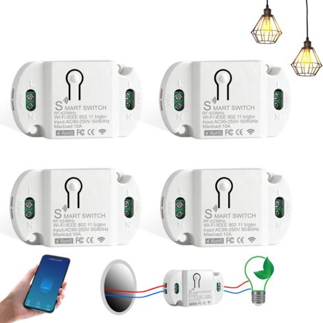 Lote de 4 interruptores inteligentes Wi-Fi - Compatible con Smart Life, Alexa y Google Assistant
