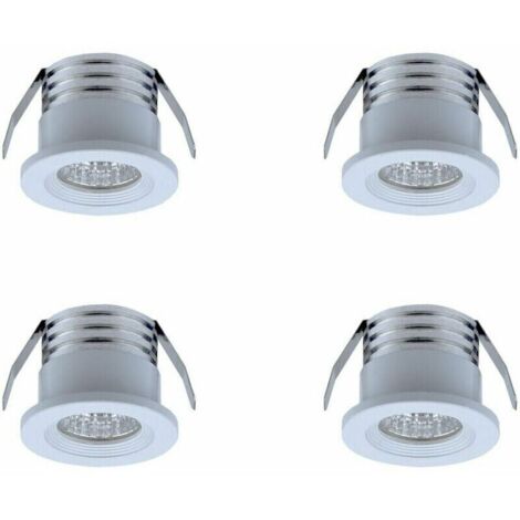 Lote de 4 mini focos LED empotrables, 3 W, blanco cálido Blanco..DEBUNS