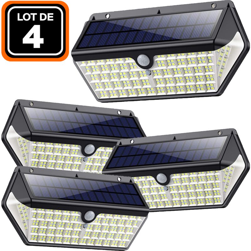 

Lote De 4 Proyectores Solares Detector De Movimiento 266 Uds. Led 2500 Lúmenes