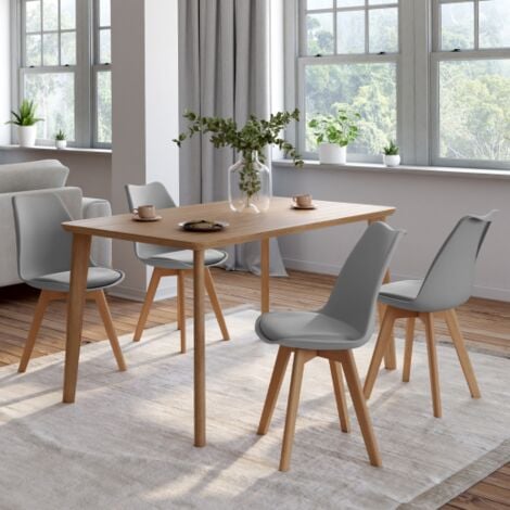 IDMARKET Lote de 4 sillas de comedor escandinavas SARA, gris claro