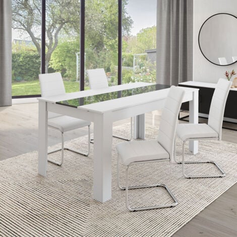 IDMARKET Lote de 4 sillas de comedor MIA blancas