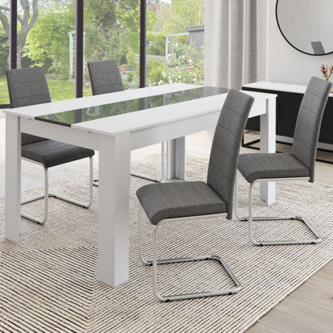 Lote de 4 sillas de comedor MIA de tela gris antracita