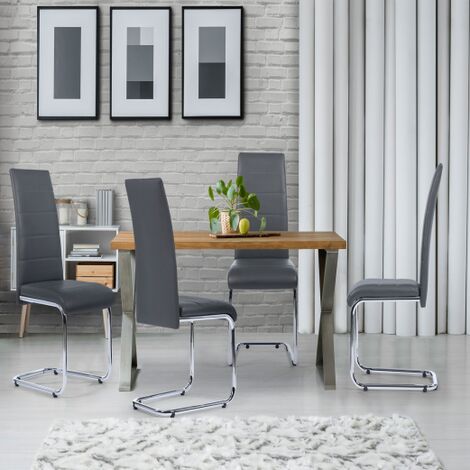 IDMARKET Lote de 4 sillas de comedor MIA gris