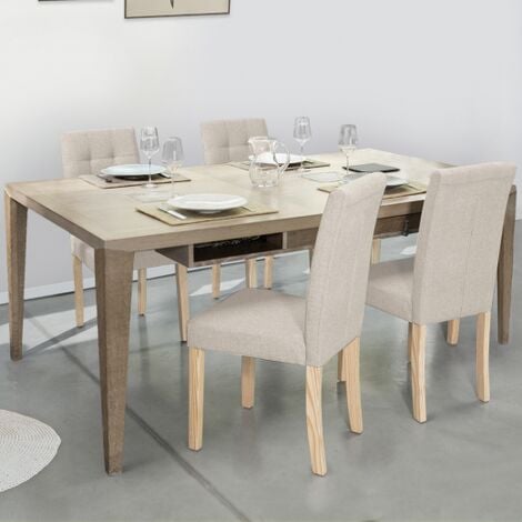 IDMARKET Lote de 4 sillas de comedor tapizadas POLGA beige