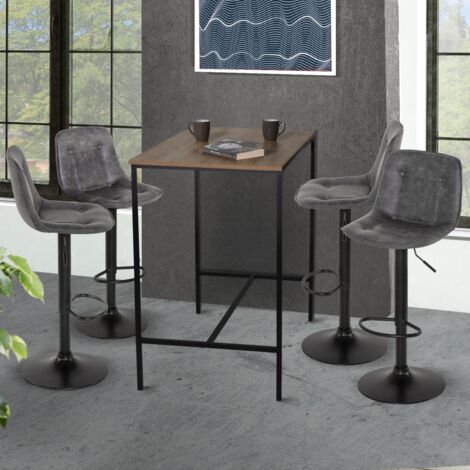 Lote de 4 taburetes de bar DENVER vintage gris