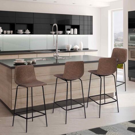 Lote de 4 taburetes de bar vintage marrones SPRING