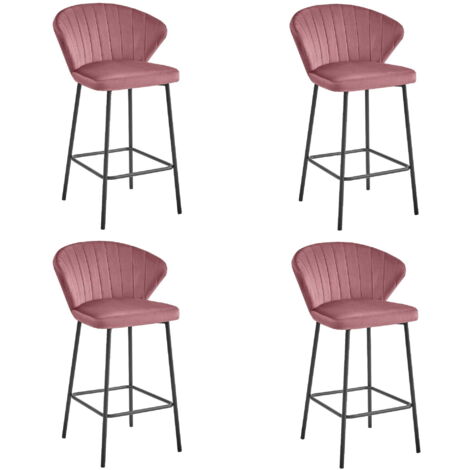 Lote de 4 taburetes Valora GATTA terciopelo rosa oscuro diseño moderno