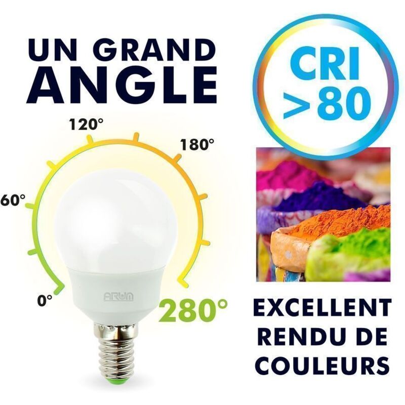 

Lote de 5 bombillas LED E14 5.5W P45 | Temperatura de color: 4000K blanco neutro