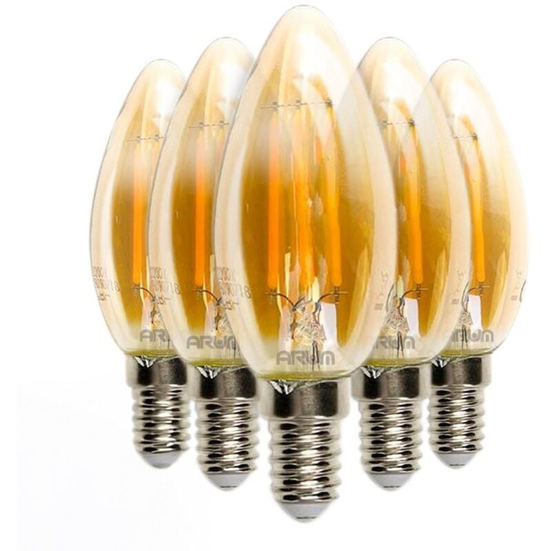 

Lote de 5 bombillas LED E14 C35 Filamento ámbar 4W