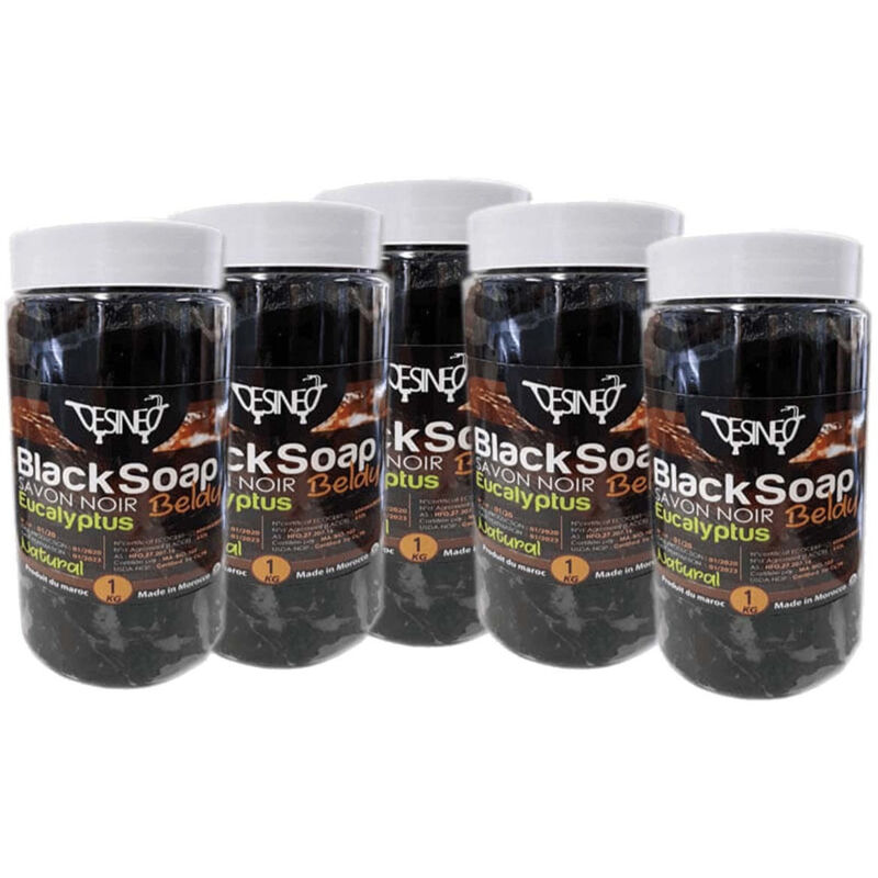 

Desineo - Lote de 5 kg de jabón negro 100% natural con eucalipto BIO beldi