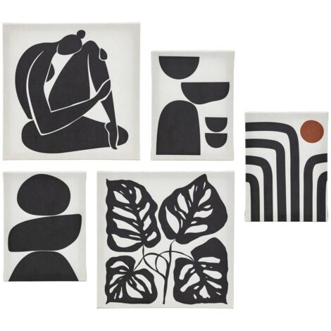 Lote de 5 lienzos impresos en blanco y negro Cynthia 15x20 25x25cm - Atmosphera créateur d'intérieur