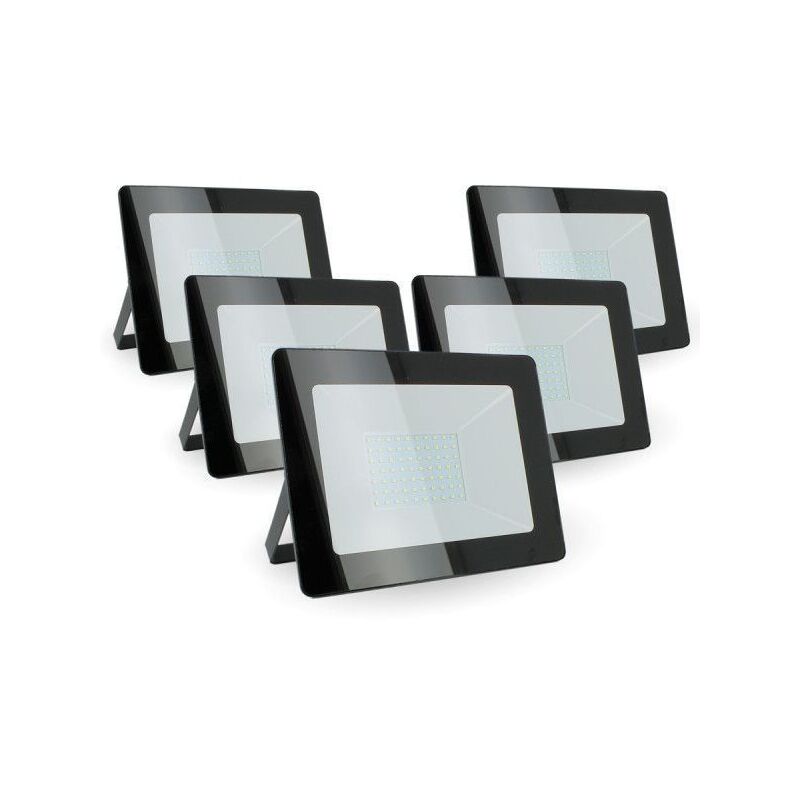 

Lote de 5 proyectores LED 100w Alto brillo 8500 Lúmenes de IP65 | Temperatura de color: Blanco frío 6500K
