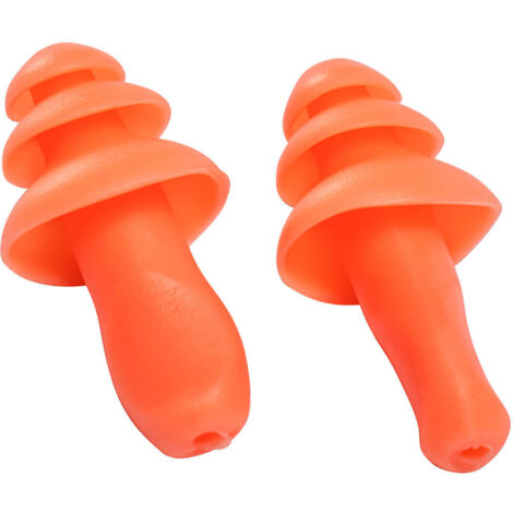 Lote de 50 pares de tapones reutilizables de TPR con cordón (50 pares) Naranja